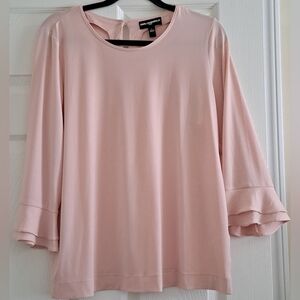 Karl Lagerfeld Ruffled Pink 3/4 Sleeve Blouse